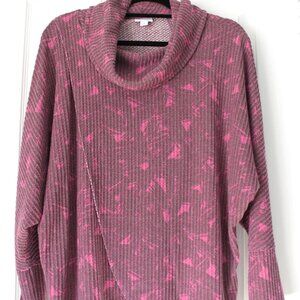 LuLaRoe M Pink & Purple Geometric Tunic - Soft Spring Pastel Cowl Neck 🌸